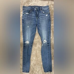 American Eagle Outfitters Distressed Blue Skinny Jeans